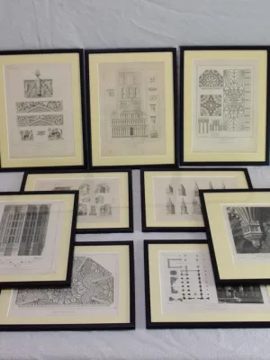 Collection of four English architectural engravings of cathedrals, churches and chapels 12¼ x  10¾""