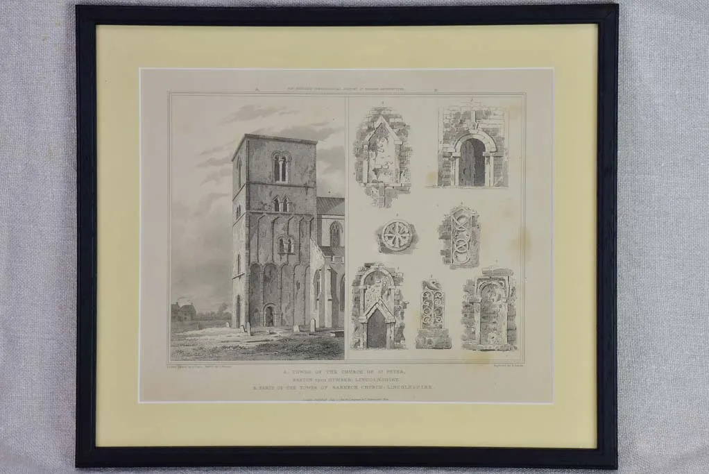 Collection of four English architectural engravings of cathedrals, churches and chapels 12¼ x  10¾""