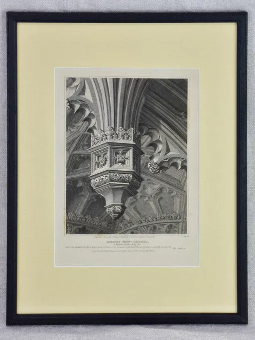 Collection of four English architectural engravings of cathedrals, churches and chapels 12¼ x  10¾""