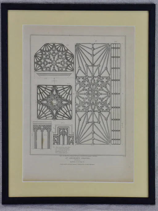 Collection of four English architectural engravings of cathedrals, churches and chapels 12¼ x  10¾""
