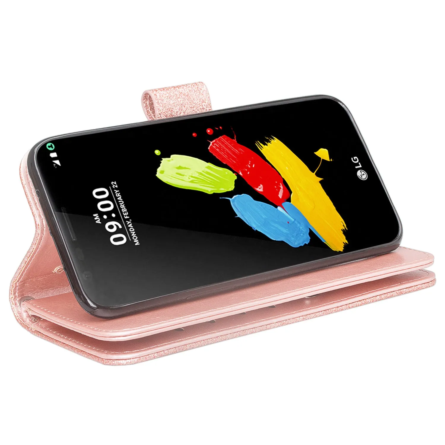 Coolpad Illumina Case,Legacy Go Case,  [Wrist Strap] Glitter Faux Leather Flip Credit Card Holder [Kickstand Feature] Protective Wallet Case Clutch Case -Rose Gold