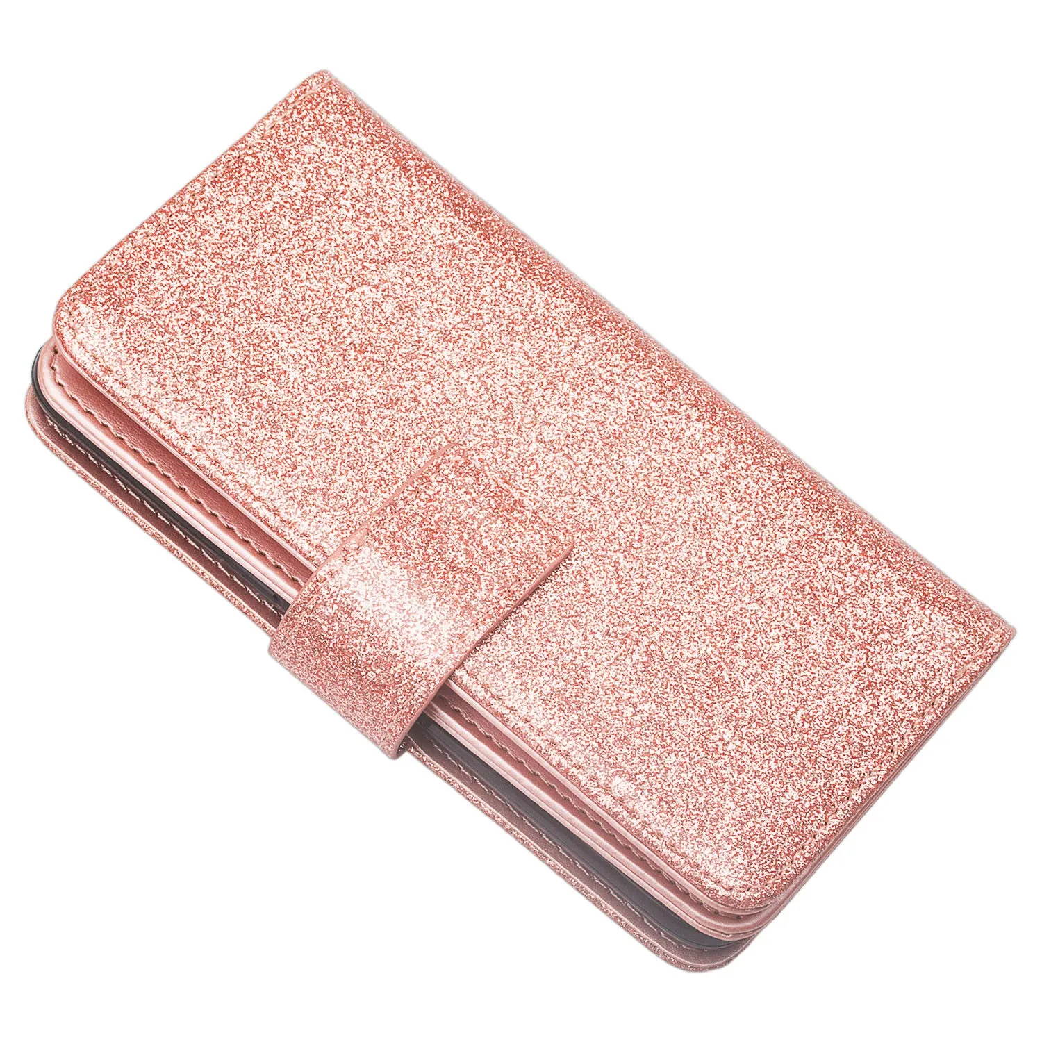 Coolpad Illumina Case,Legacy Go Case,  [Wrist Strap] Glitter Faux Leather Flip Credit Card Holder [Kickstand Feature] Protective Wallet Case Clutch Case -Rose Gold