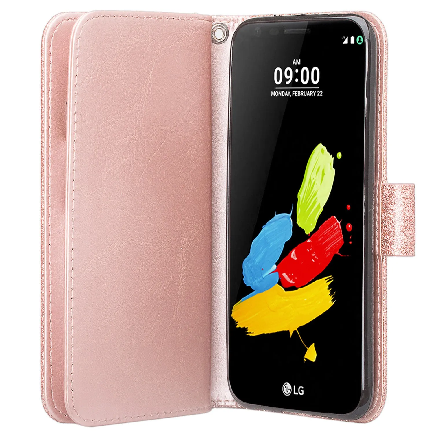 Coolpad Illumina Case,Legacy Go Case,  [Wrist Strap] Glitter Faux Leather Flip Credit Card Holder [Kickstand Feature] Protective Wallet Case Clutch Case -Rose Gold