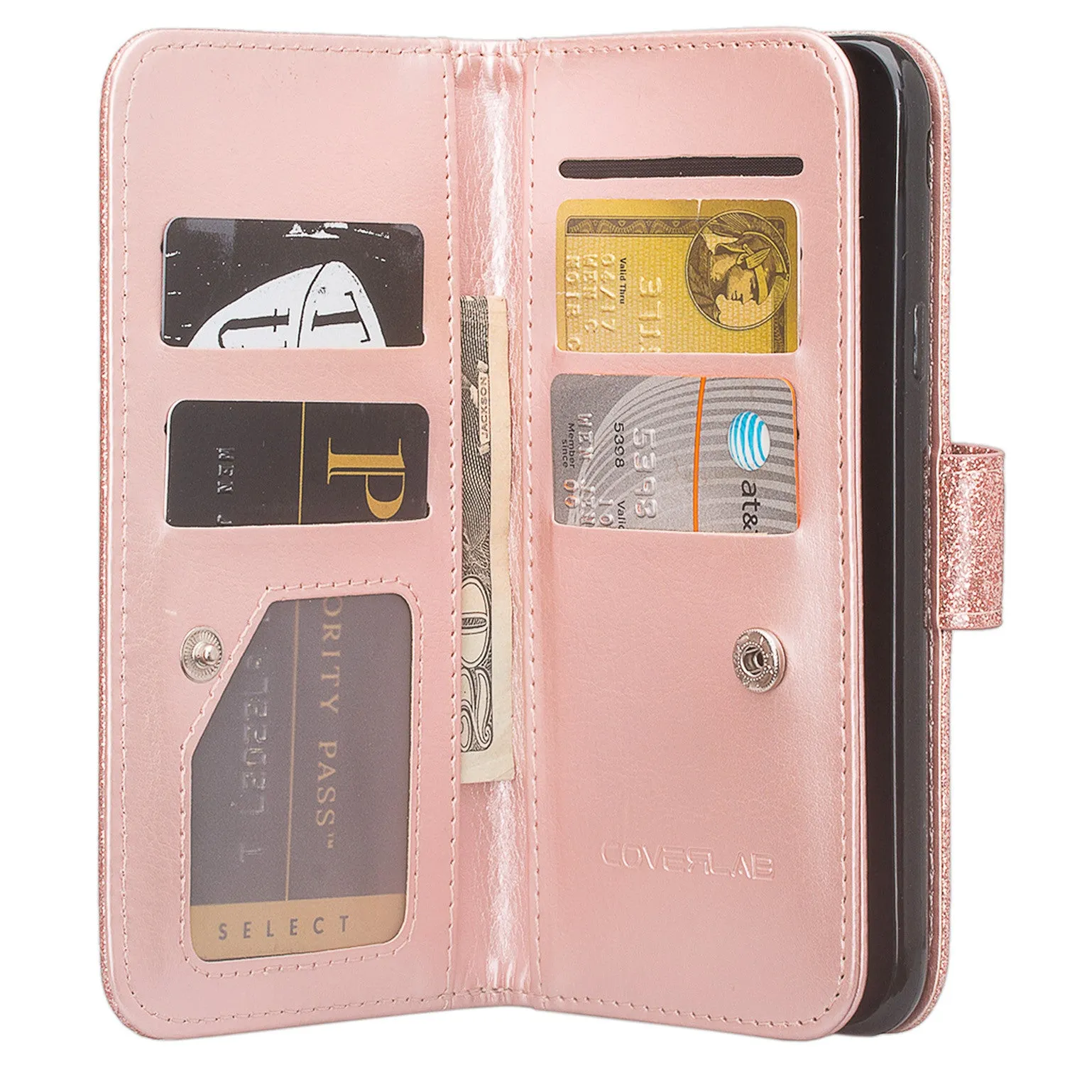 Coolpad Illumina Case,Legacy Go Case,  [Wrist Strap] Glitter Faux Leather Flip Credit Card Holder [Kickstand Feature] Protective Wallet Case Clutch Case -Rose Gold