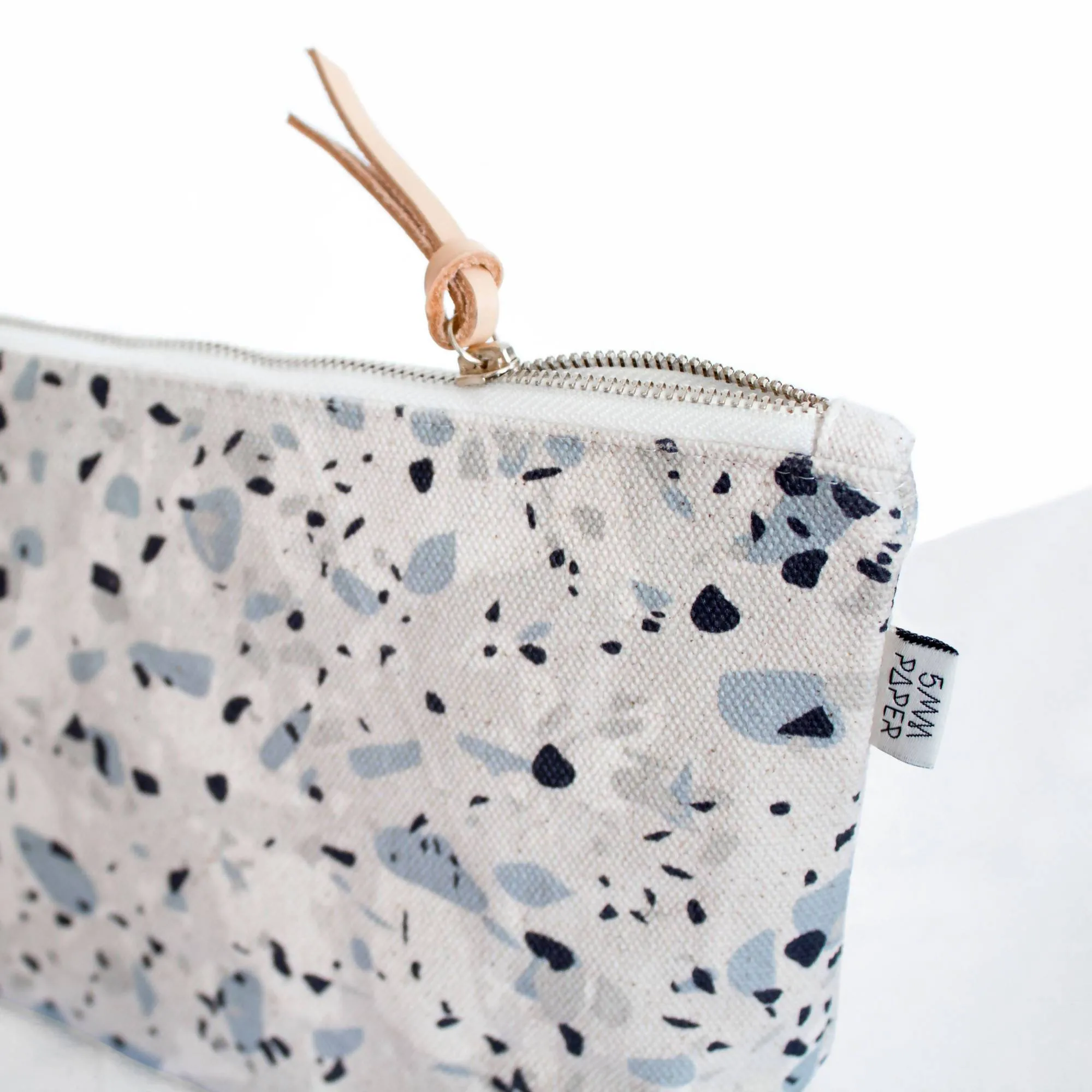 Cotton Canvas Cosmetic / Make-up Bag - Terrazzo Blue Grey I