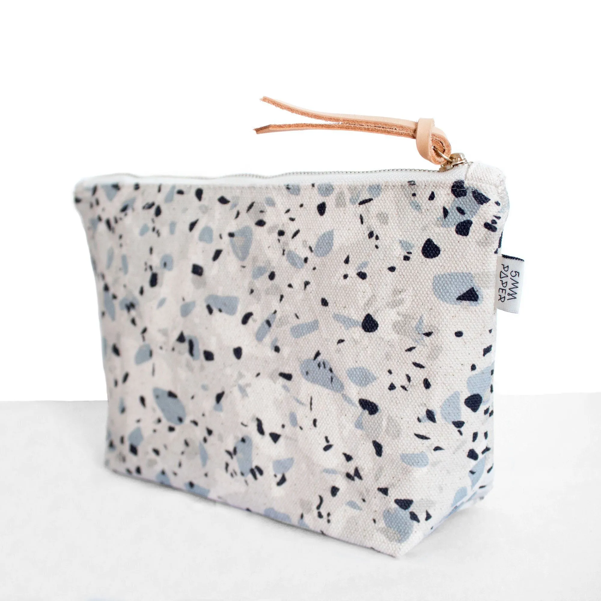 Cotton Canvas Cosmetic / Make-up Bag - Terrazzo Blue Grey I
