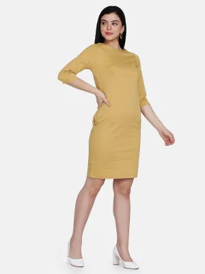 Cotton Poplin Sheath Dress - Mustard Yellow
