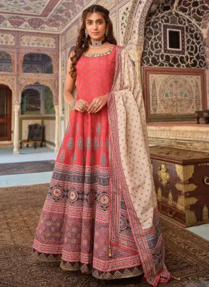 Crimson Red Exquisite Designer Festive Wear Gown