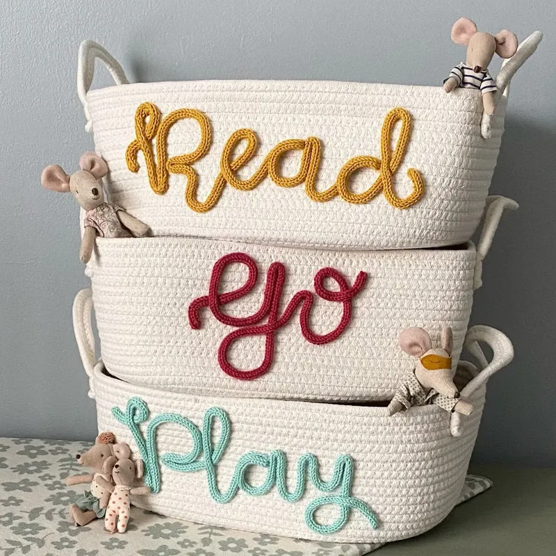 Custom Baby Name Basket, Baby Shower Gift Basket, Customized rope Basket