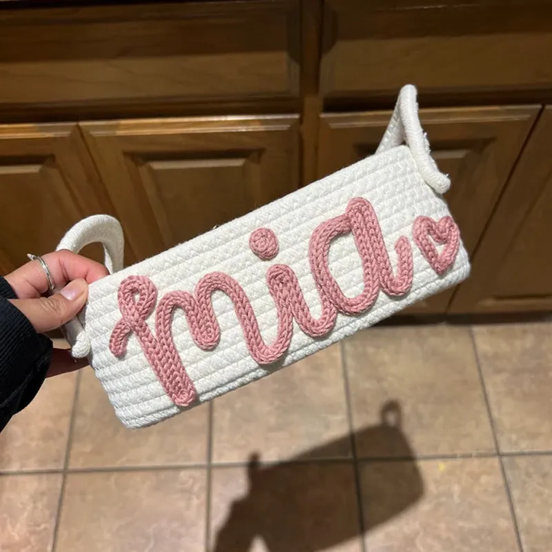 Custom Baby Name Basket, Baby Shower Gift Basket, Customized rope Basket