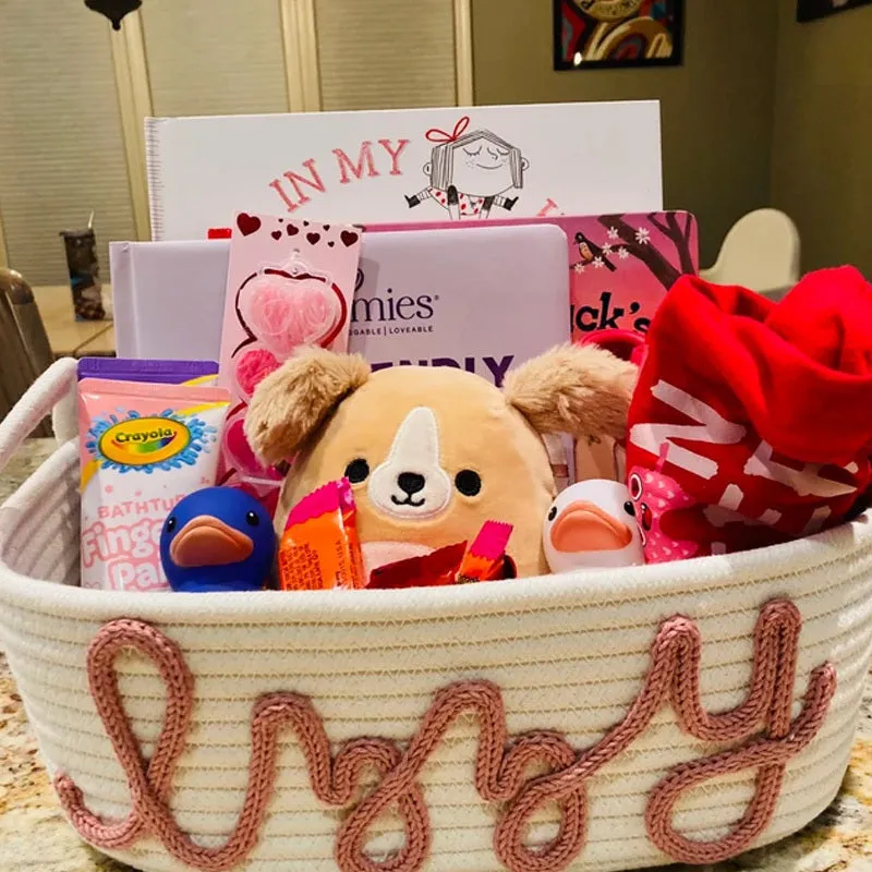 Custom Baby Name Basket, Baby Shower Gift Basket, Customized rope Basket