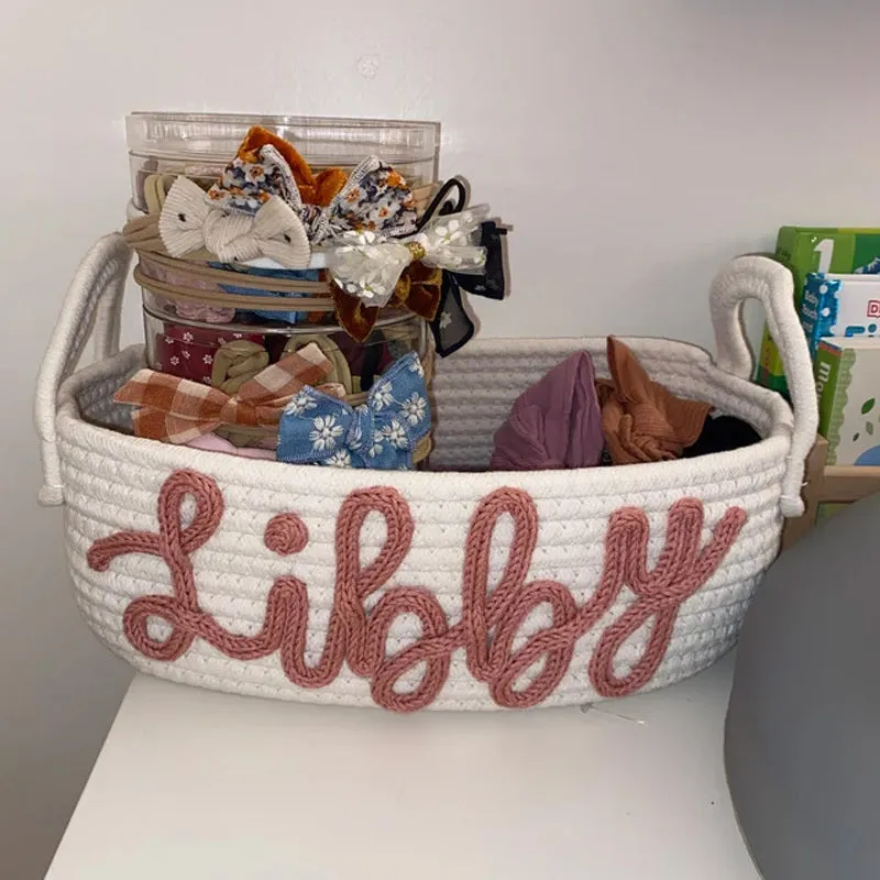 Custom Baby Name Basket, Baby Shower Gift Basket, Customized rope Basket