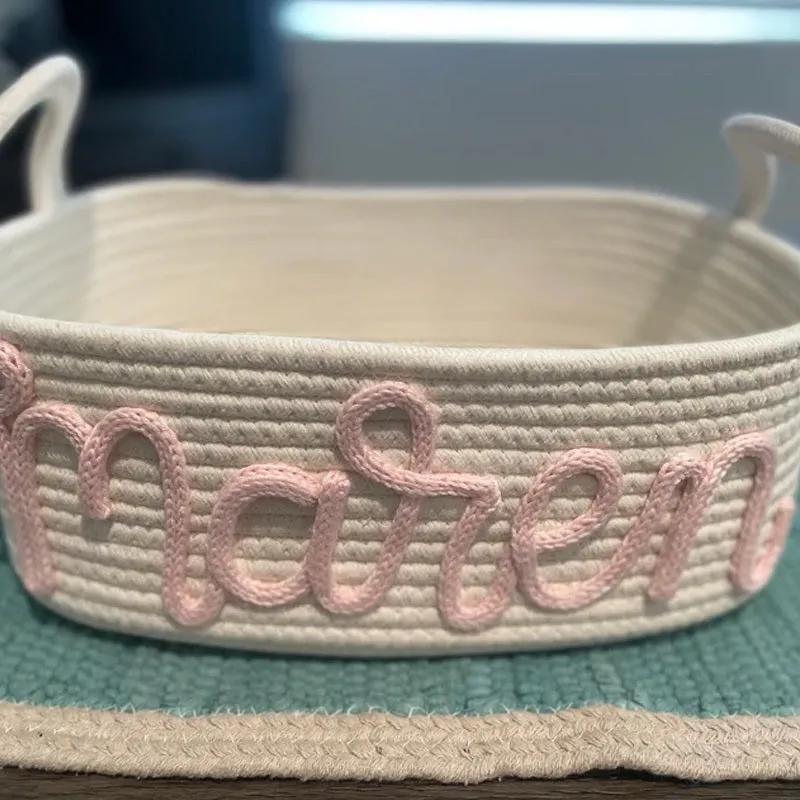 Custom Baby Name Basket, Baby Shower Gift Basket, Customized rope Basket