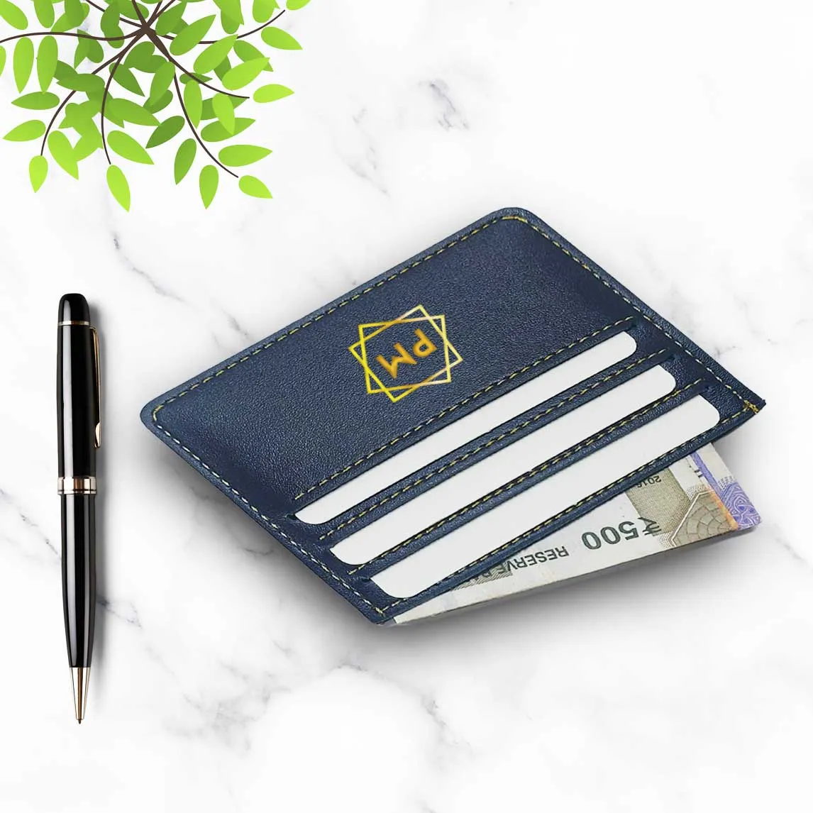 Customized Credit Card Organizer Wallet Holder for Men - Initials