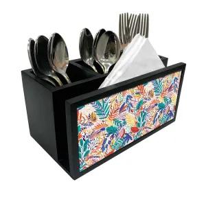 Cutlery Tissue Holder Napkin Stand -  Jungle Green Multicolor Florals