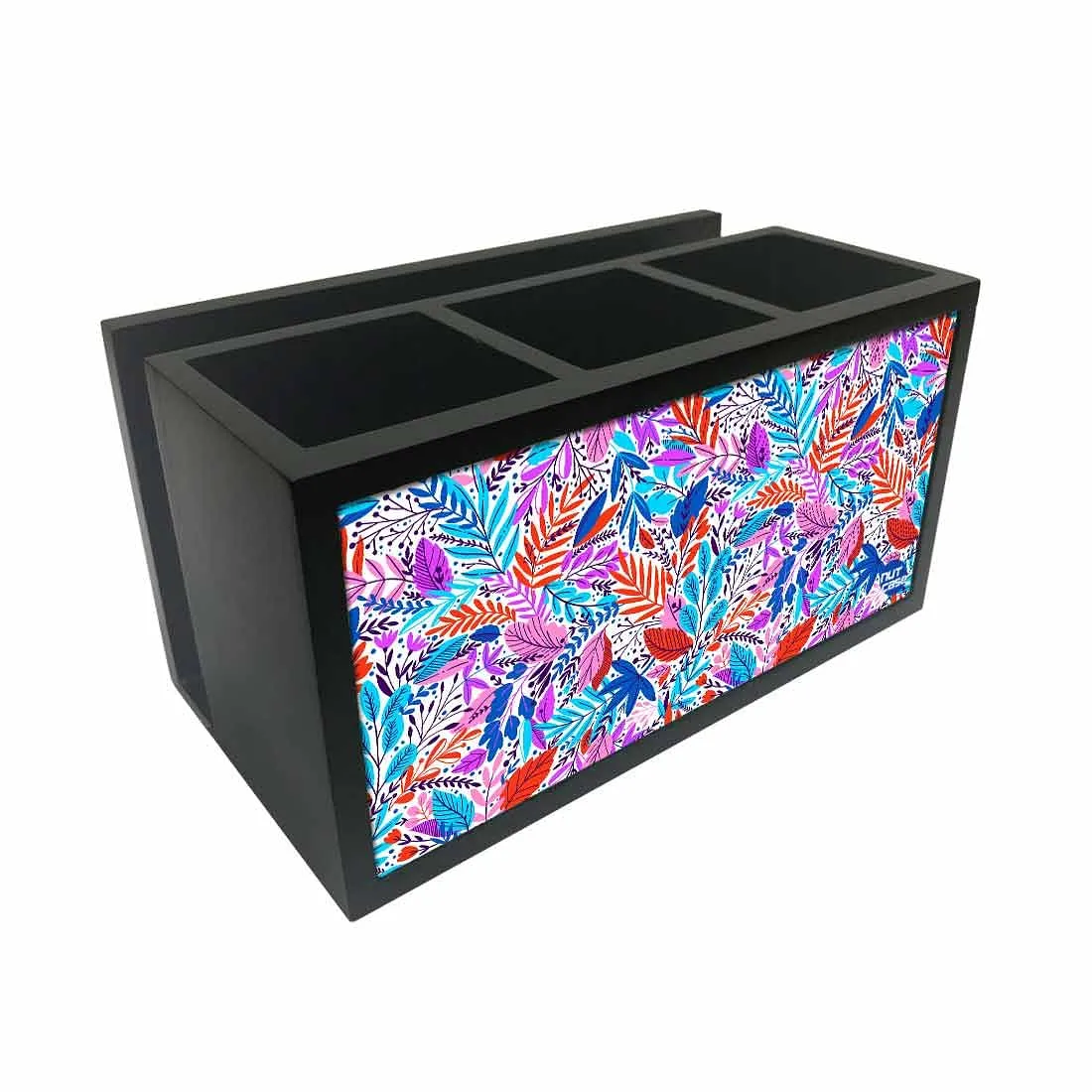 Cutlery Tissue Holder Napkin Stand -  Jungle Orange and Purple Florals