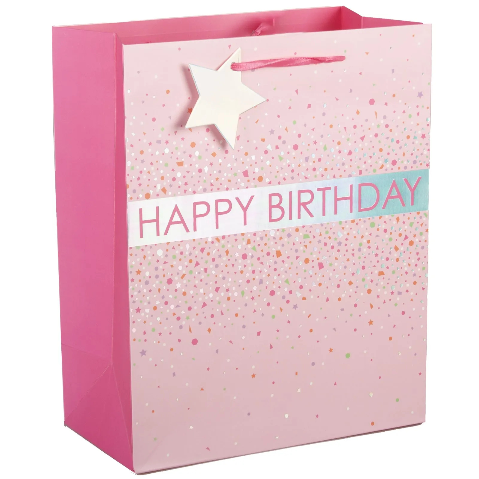 Design By Violet Pink Confetti Large Birthday Gift Bag