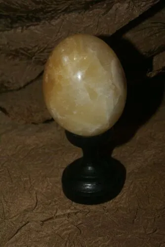 done 2 Hand Carved & Polished Stalagmitic Alabaster Calcite Eggs Hard Stone EXQUISITE