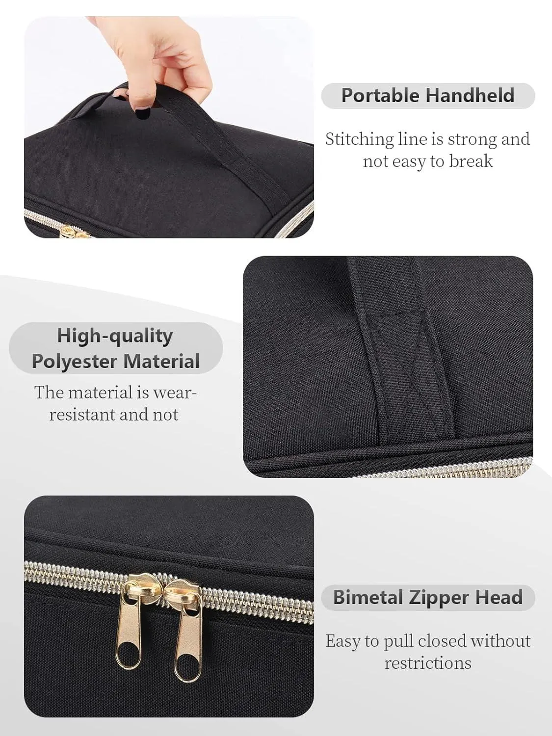 Double Decker Nail Polish Carry Bag & Manicure Accessories | Black (holds up to 30 bottles)