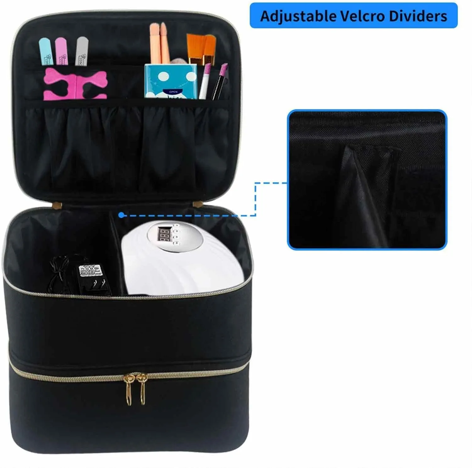 Double Decker Nail Polish Carry Bag & Manicure Accessories | Black (holds up to 30 bottles)