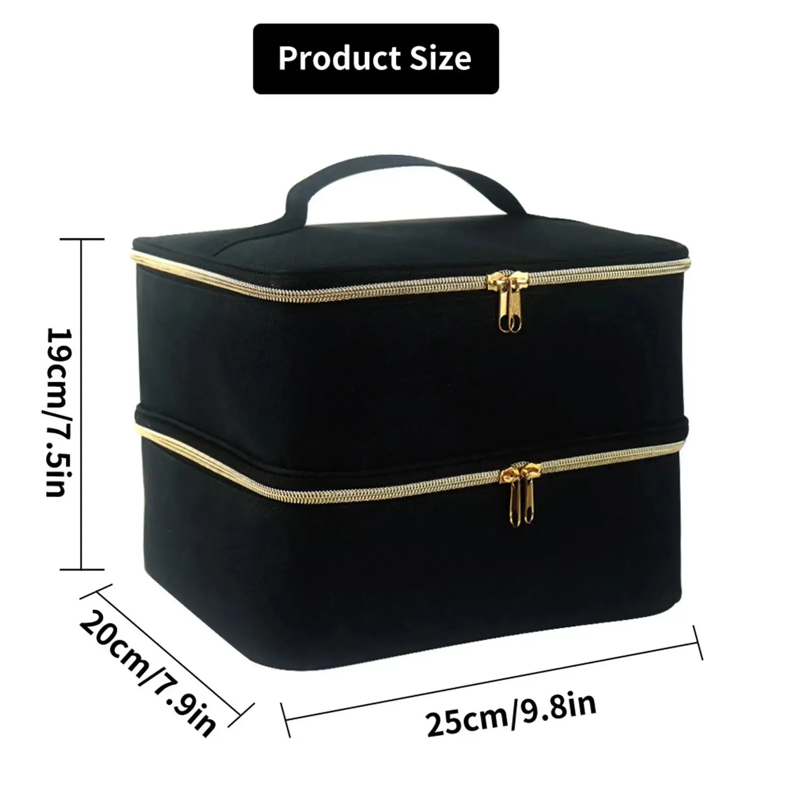 Double Decker Nail Polish Carry Bag & Manicure Accessories | Black (holds up to 30 bottles)