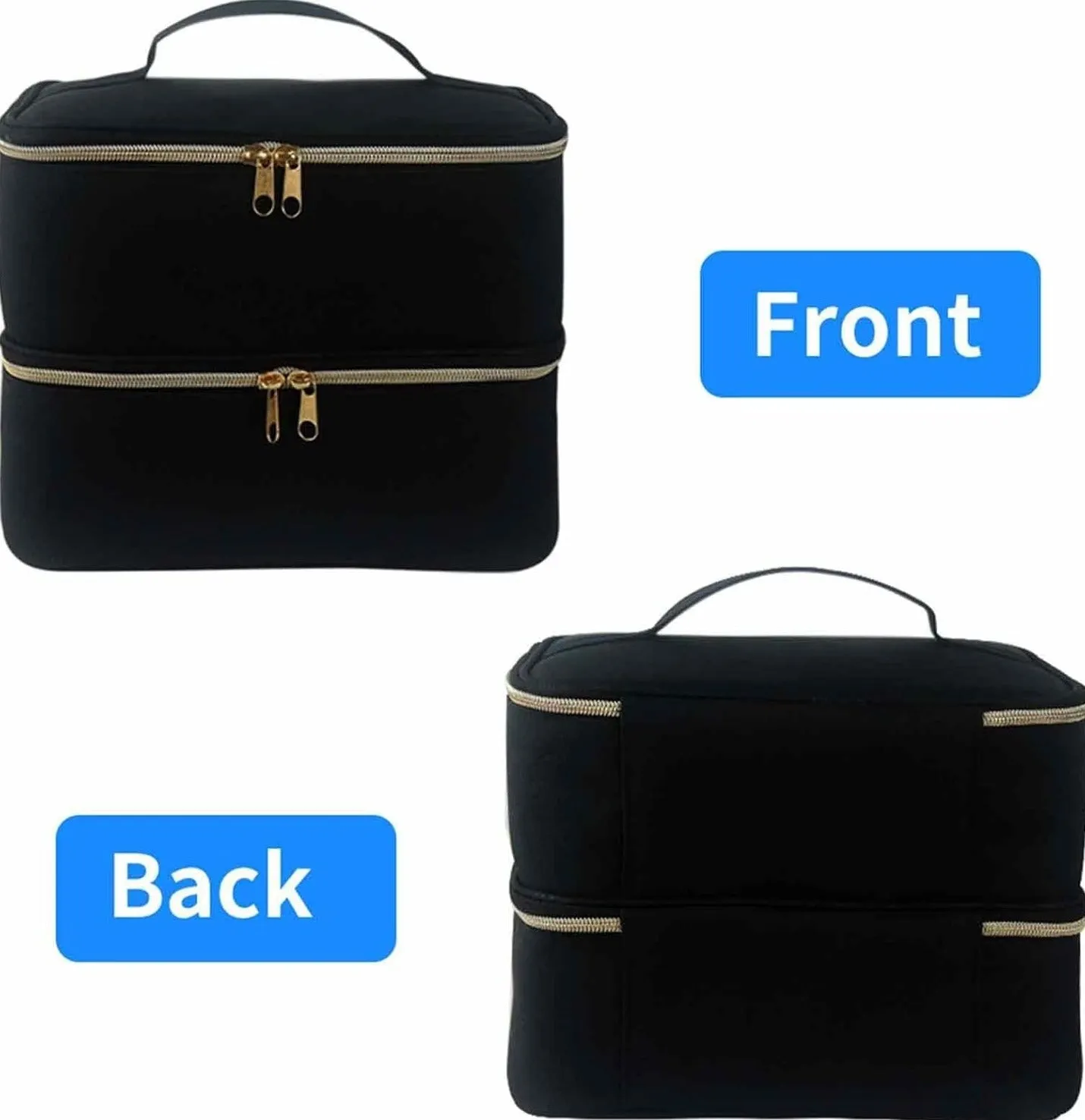 Double Decker Nail Polish Carry Bag & Manicure Accessories | Black (holds up to 30 bottles)