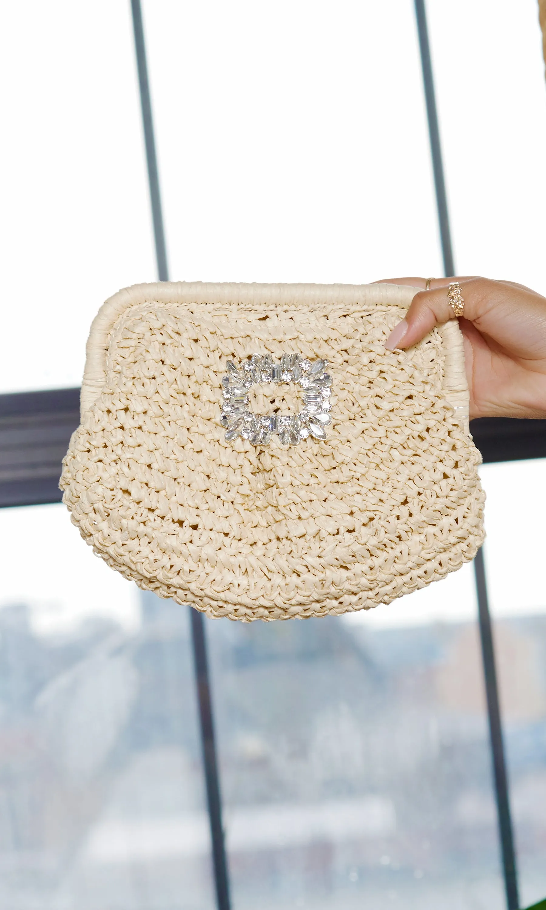 Ebony Straw Handbag - Natural