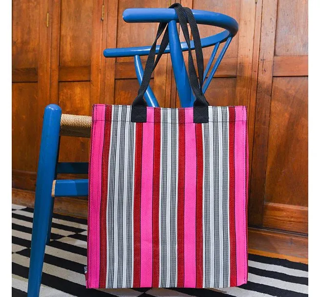 Eco Woven Market Shopping Bag in Neyron, Guardsman and Pearl