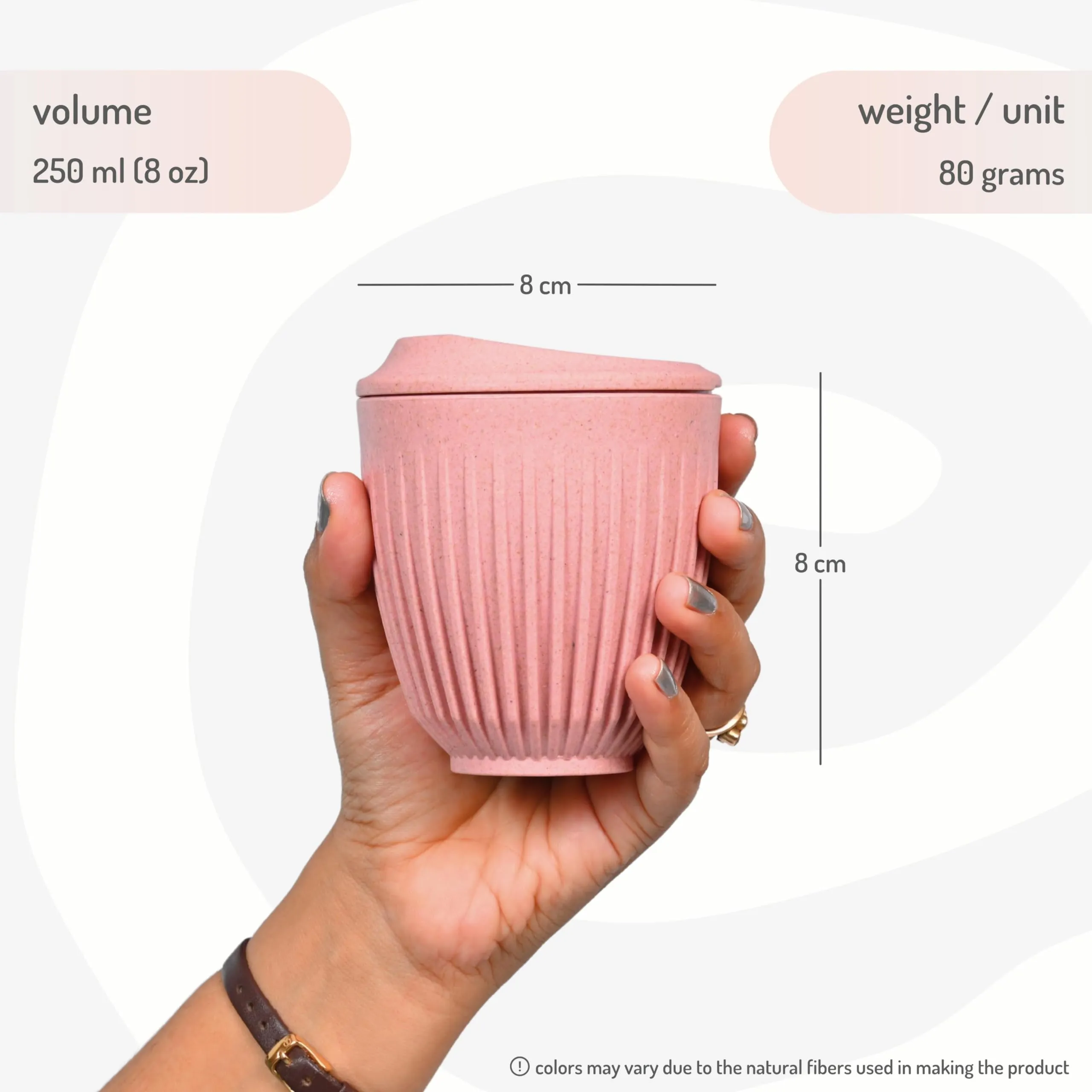 Eha Earth-Friendly Retro Coffee Cup Set of 4 | 250 ml | Coffee Mug with Lid | Made with Rice Husk | Tea Cup with lid | Microwave Safe | for Hot & Cold Coffee, Milk & Tea Mug | Multi-Light