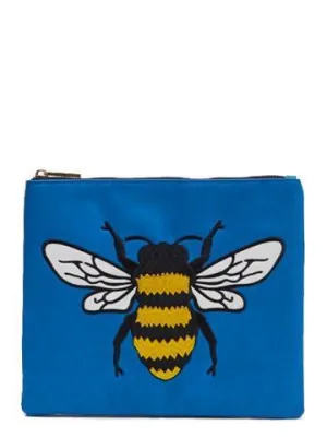 Embroidered Bee Clutch Bag
