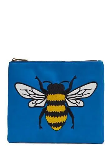 Embroidered Bee Clutch Bag