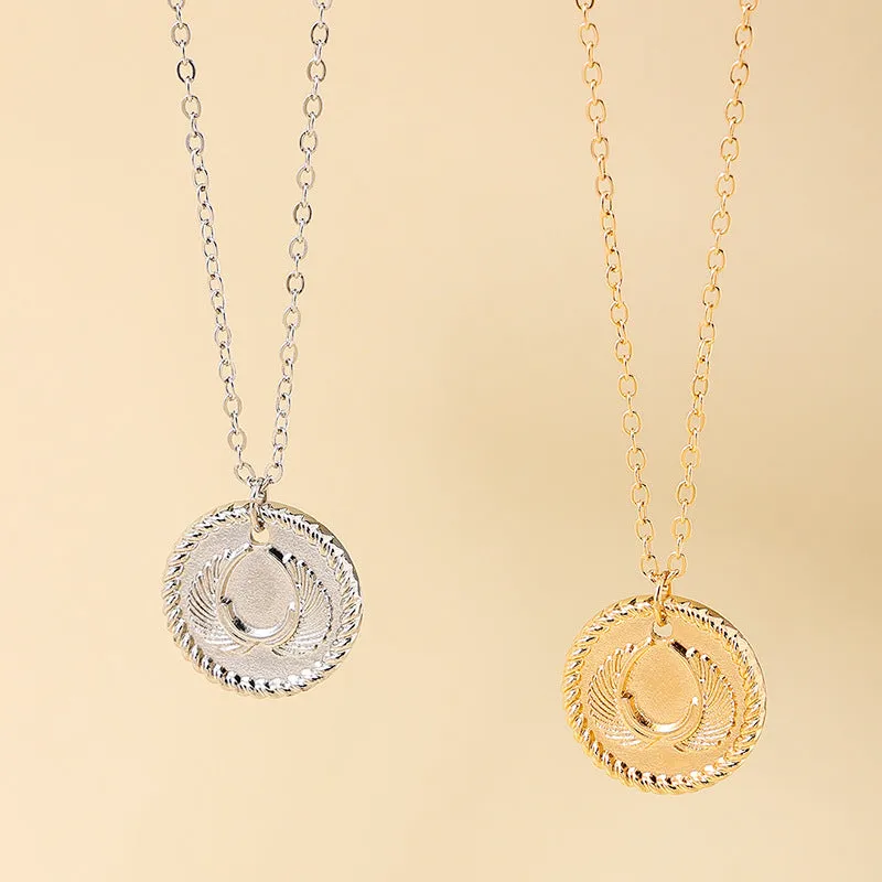 European Elegance Coin Pendant Necklace - Exquisite Vintage Jewelry