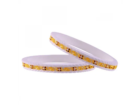 Exquisite 22k Gold Path Sakha With Floral Meenakari Work