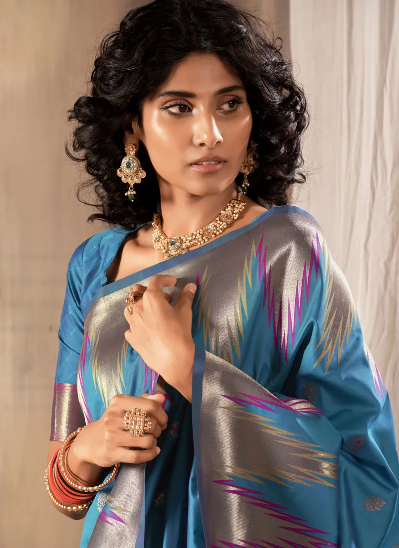 Exquisite Banarasi Silk Saree with Temple Border Design