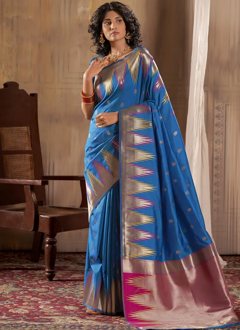 Exquisite Banarasi Silk Saree with Temple Border Design