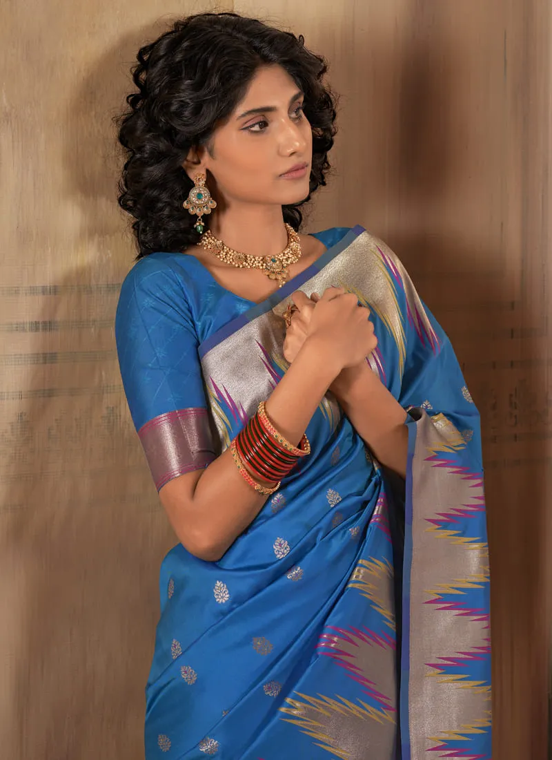 Exquisite Banarasi Silk Saree with Temple Border Design