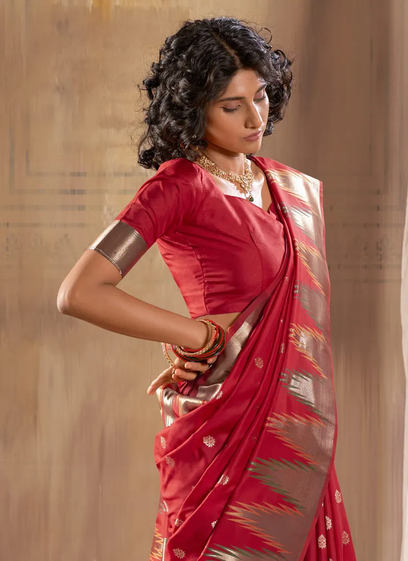 Exquisite Banarasi Silk Saree with Temple Border Design