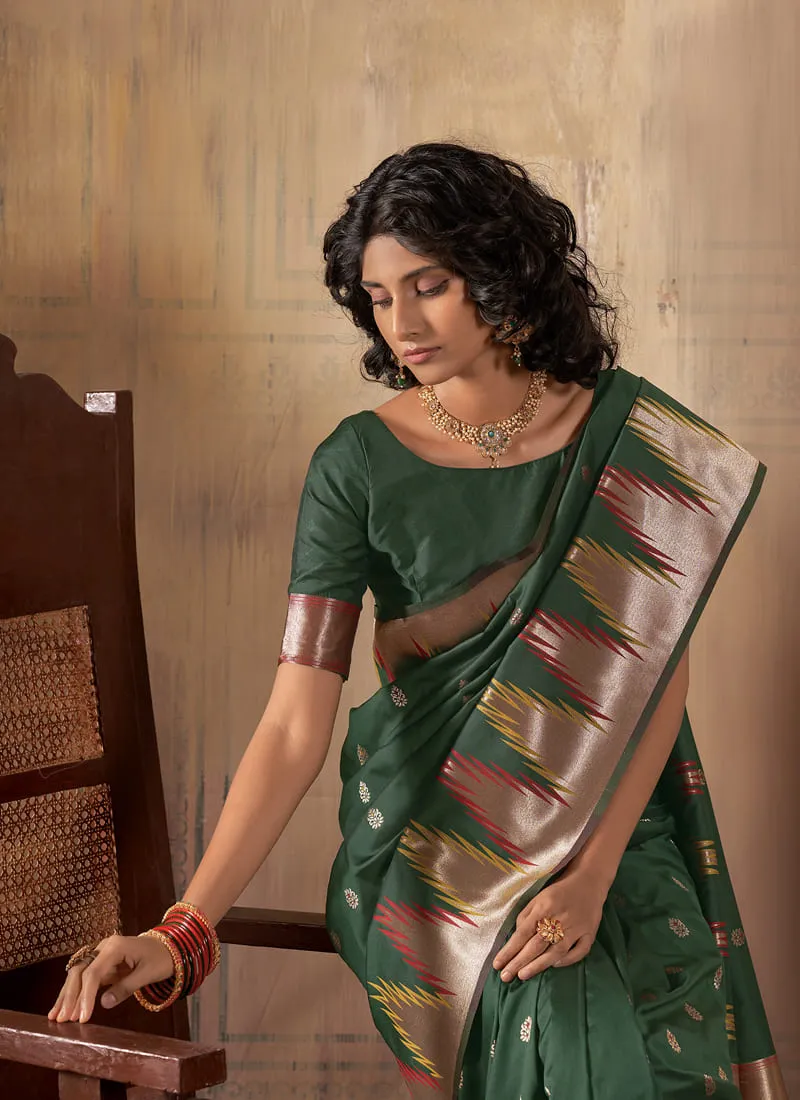 Exquisite Banarasi Silk Saree with Temple Border Design