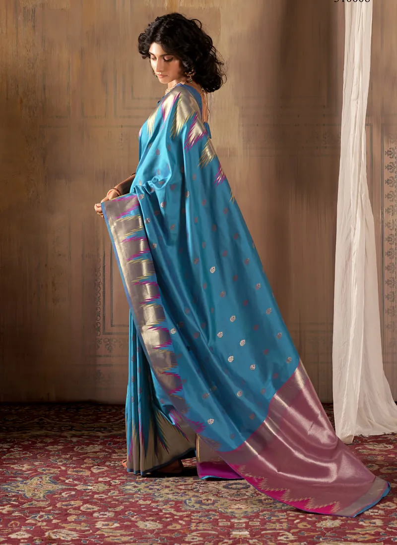 Exquisite Banarasi Silk Saree with Temple Border Design