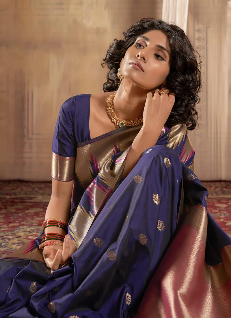 Exquisite Banarasi Silk Saree with Temple Border Design