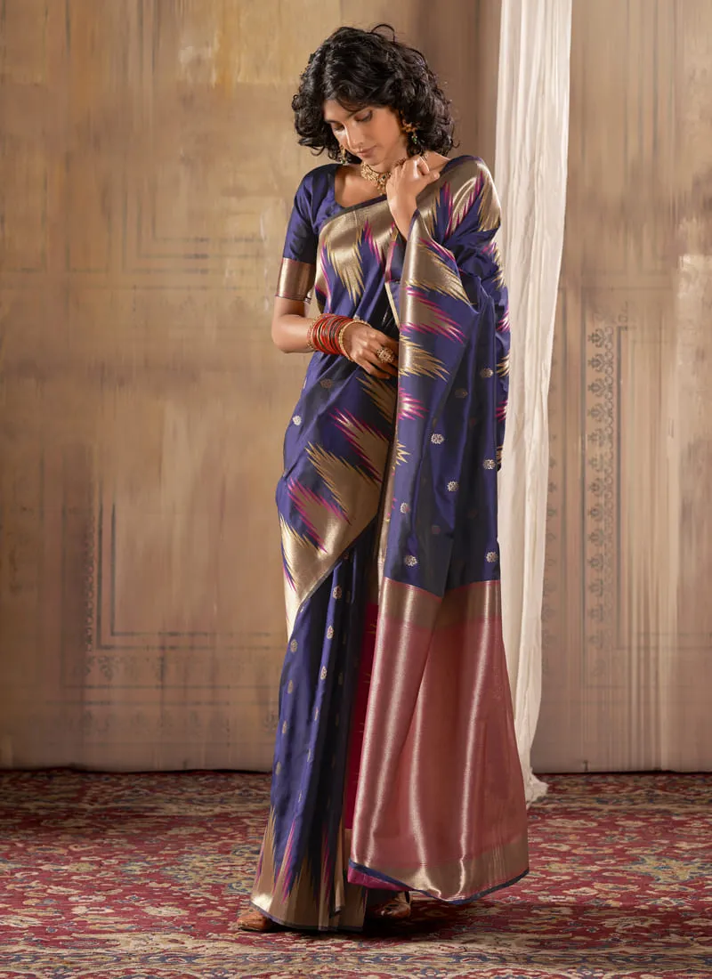 Exquisite Banarasi Silk Saree with Temple Border Design