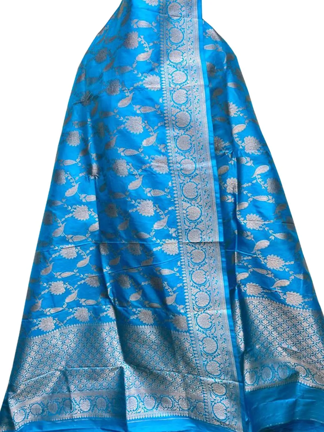 Exquisite Blue Banarasi Handloom Pure Katan Silk Dupatta