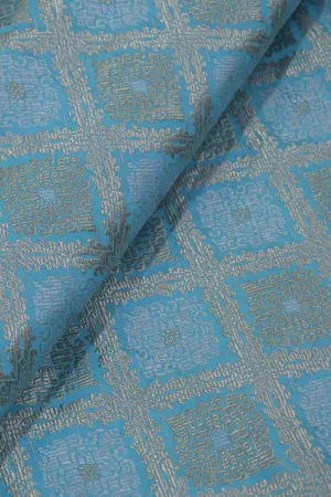 Exquisite Blue Banarasi Silk Fabric ( 1 Mtr )