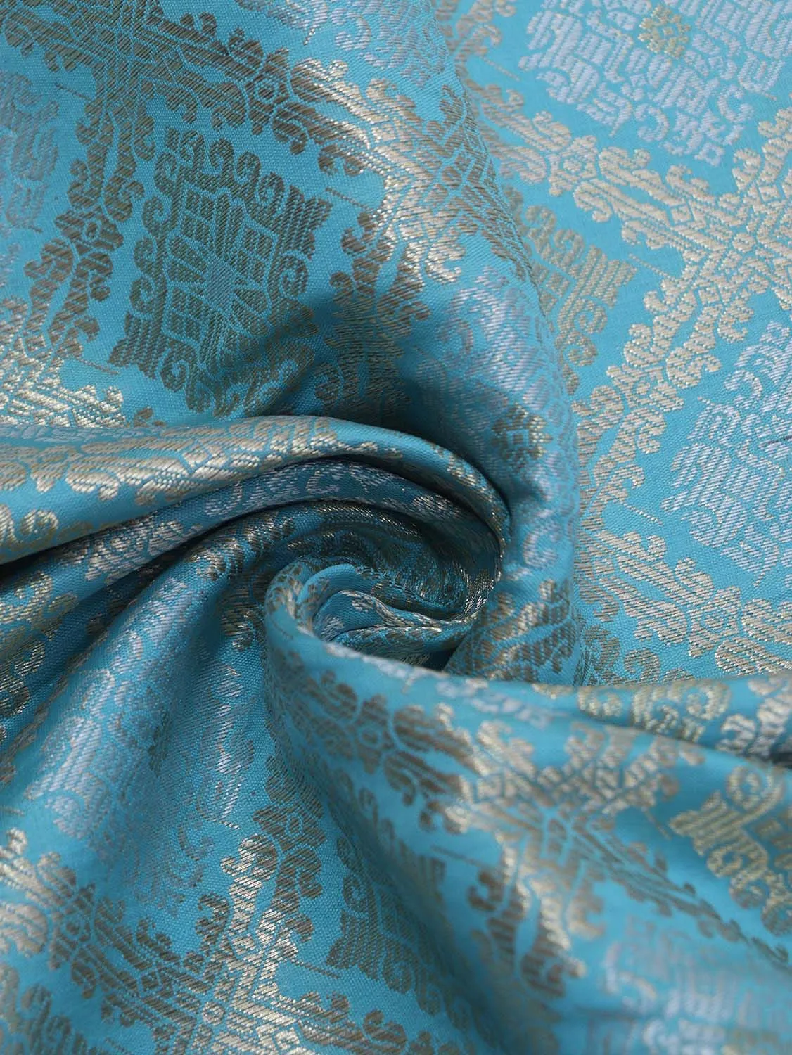 Exquisite Blue Banarasi Silk Fabric ( 1 Mtr )