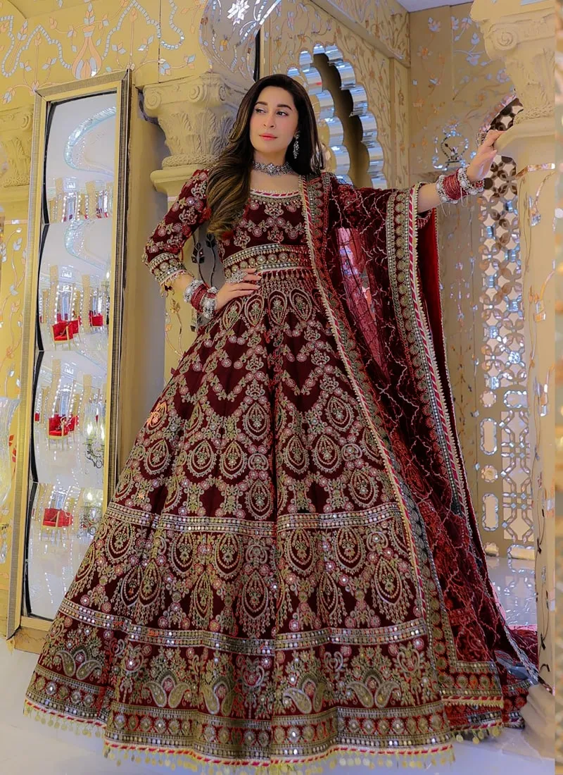 Exquisite Bridal Lehenga with Velvet Embroidery