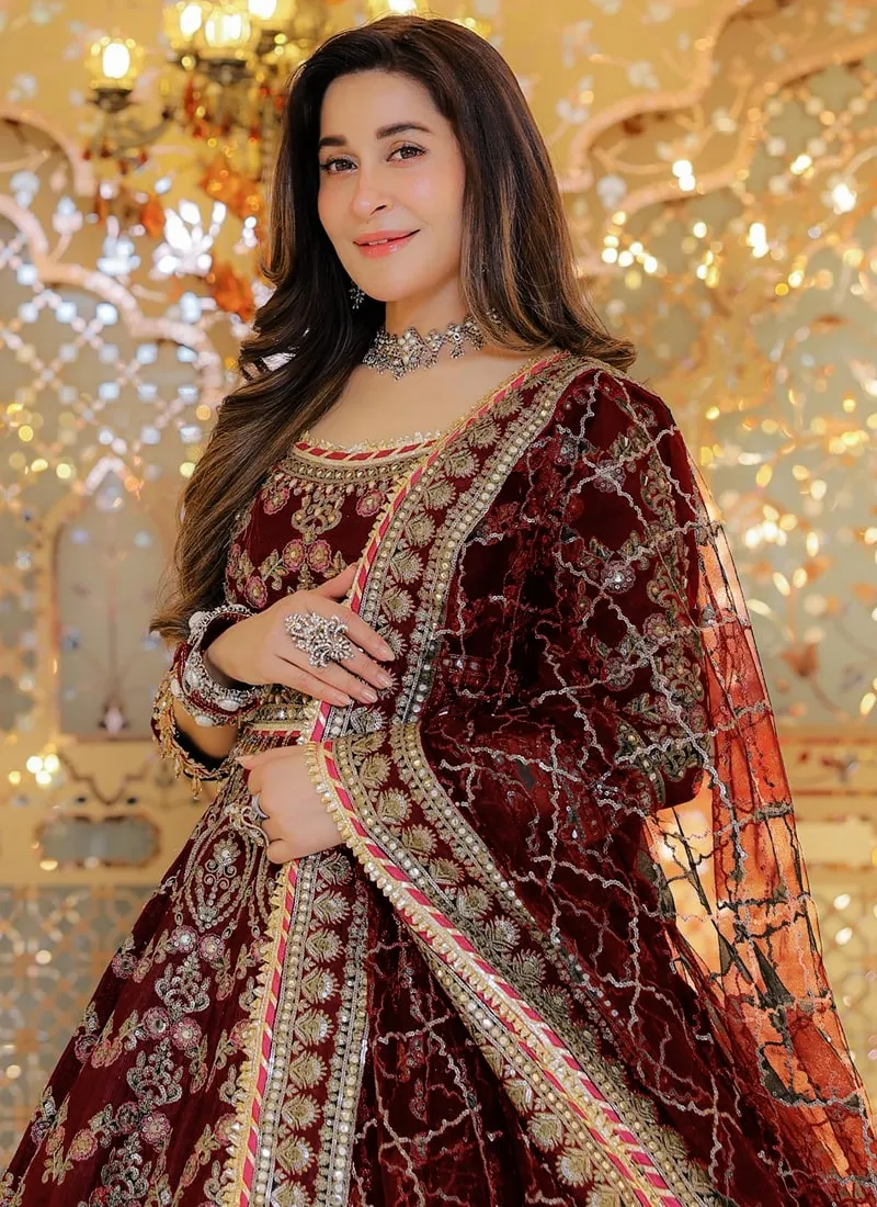 Exquisite Bridal Lehenga with Velvet Embroidery