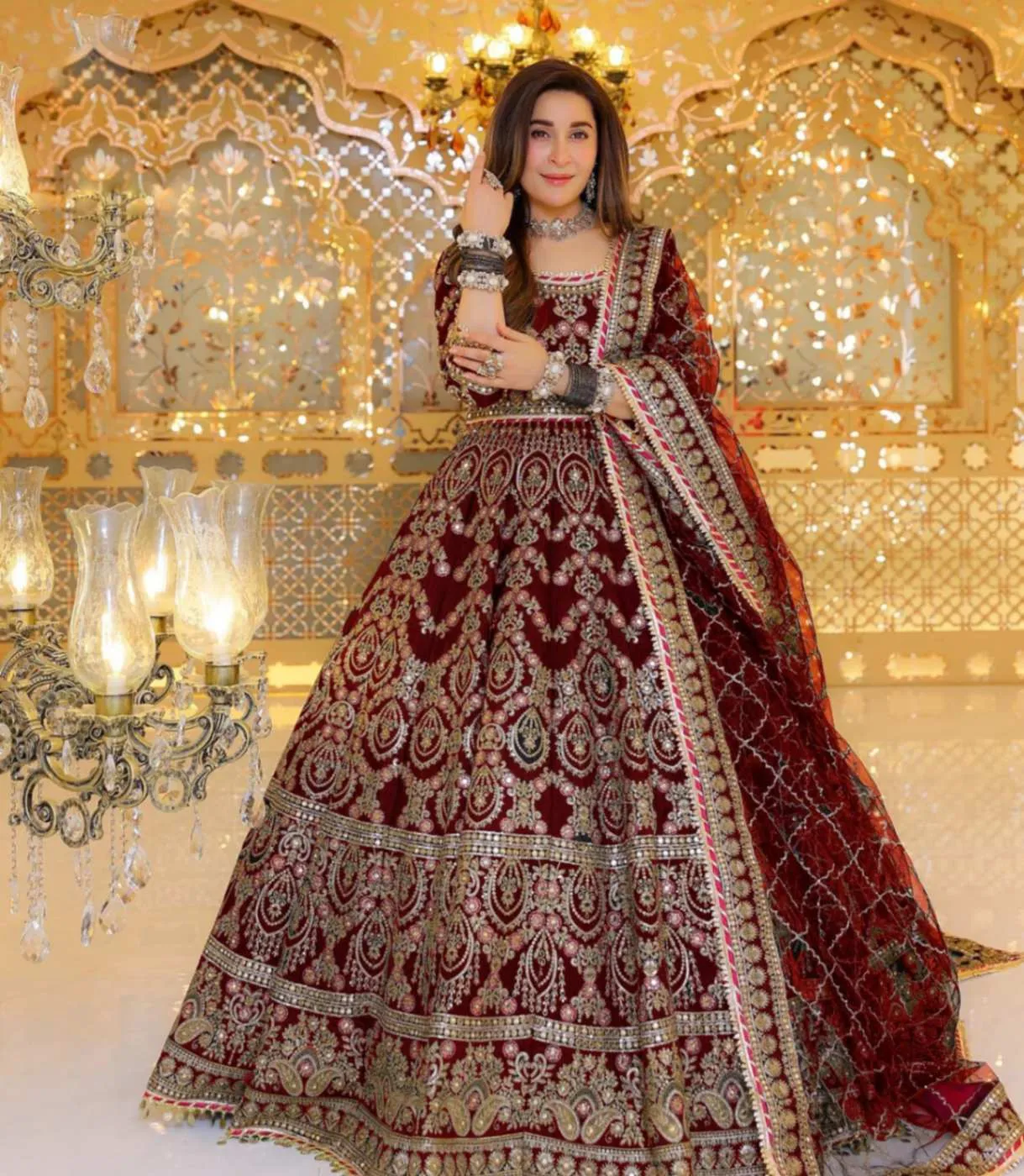 Exquisite Bridal Lehenga with Velvet Embroidery
