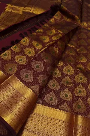 Exquisite Brown Kanjeevaram Pure Silk Saree