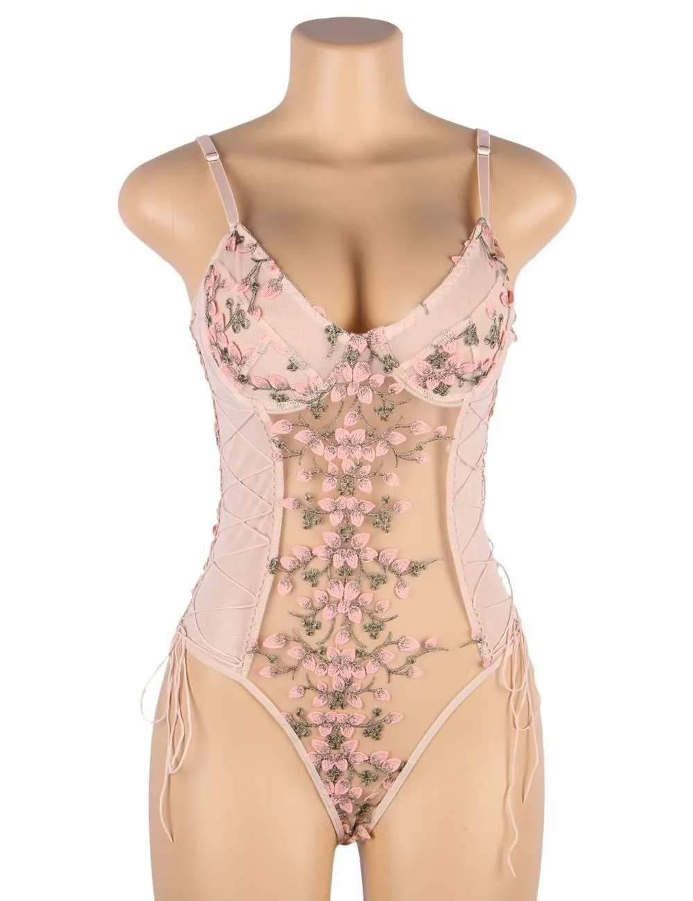 Exquisite Embroidery Mesh Bodysuit Egypt With Underwire