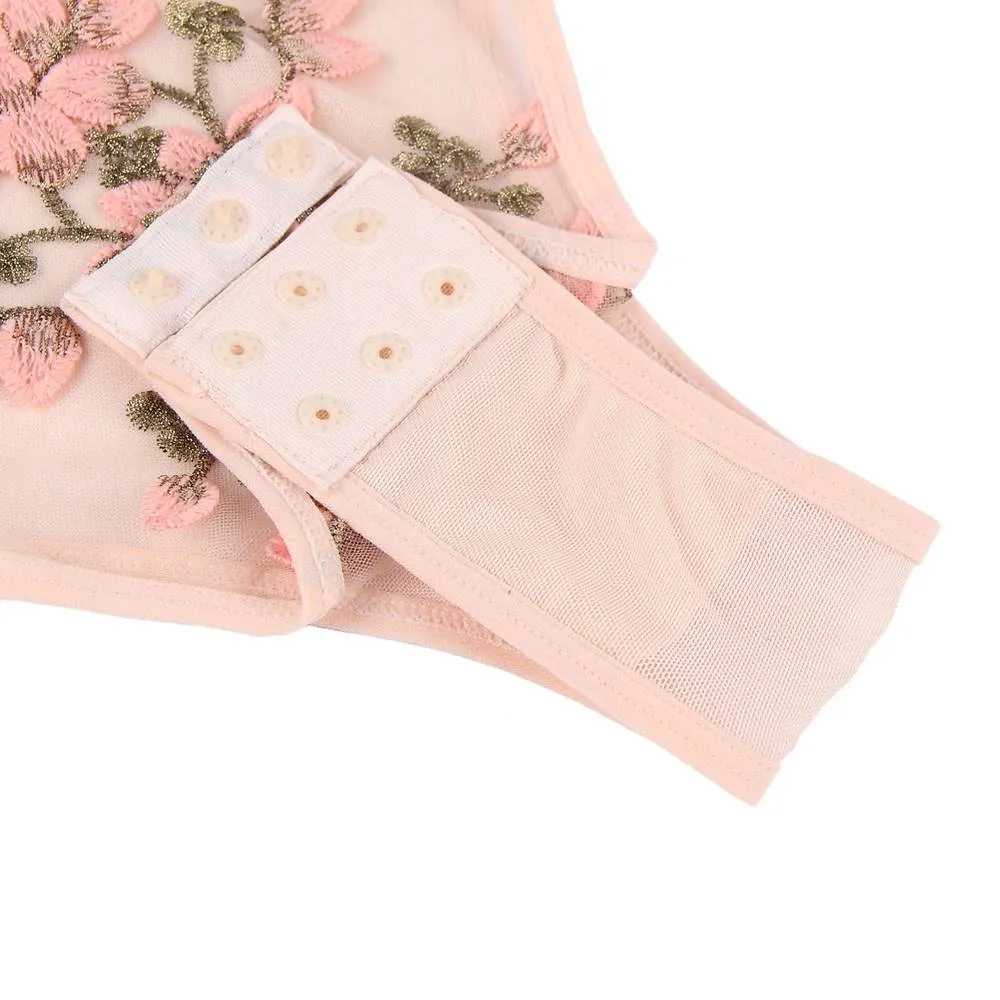 Exquisite Embroidery Mesh Bodysuit Egypt With Underwire